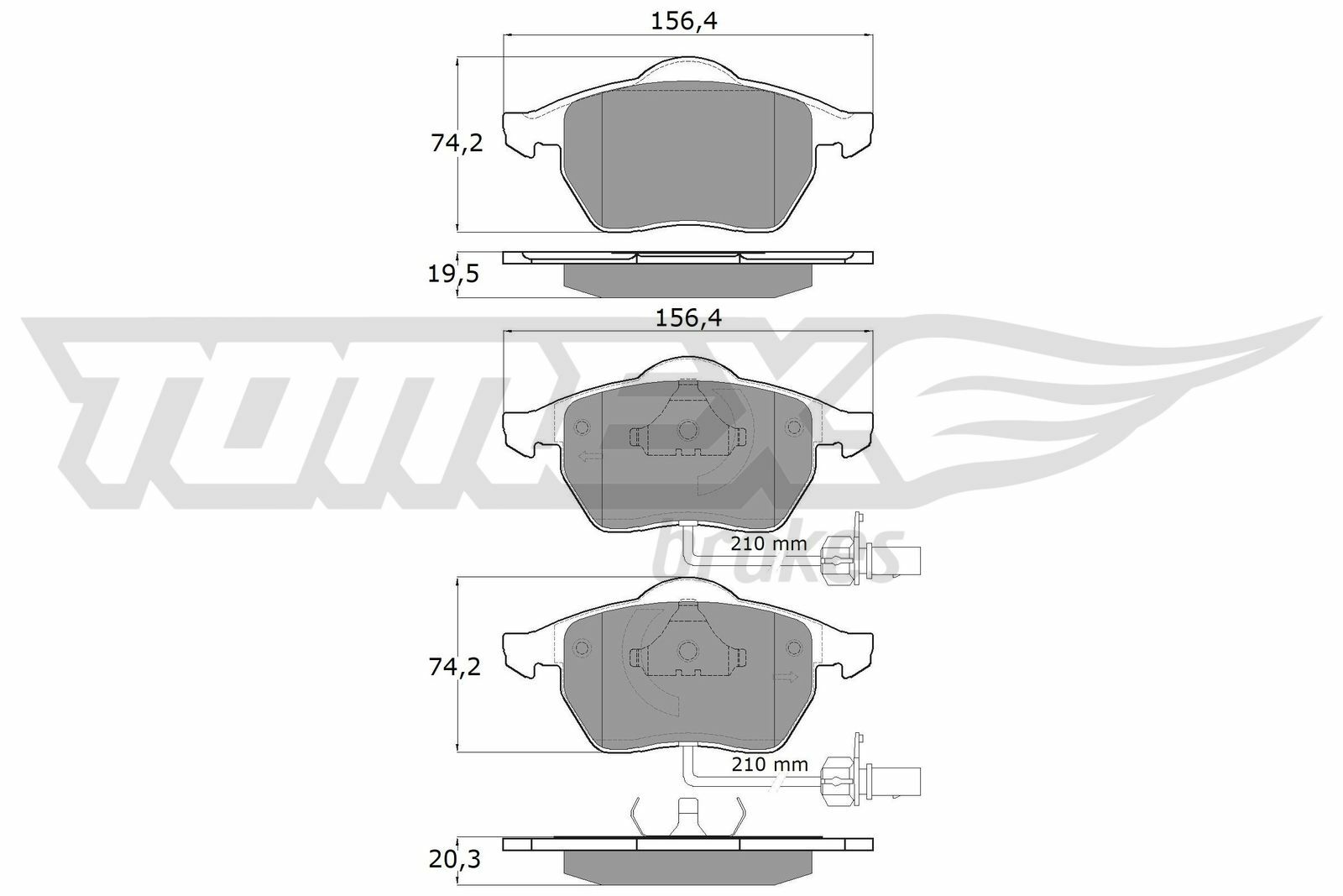 Sada brzdových destiček, kotoučová brzda TOMEX Brakes